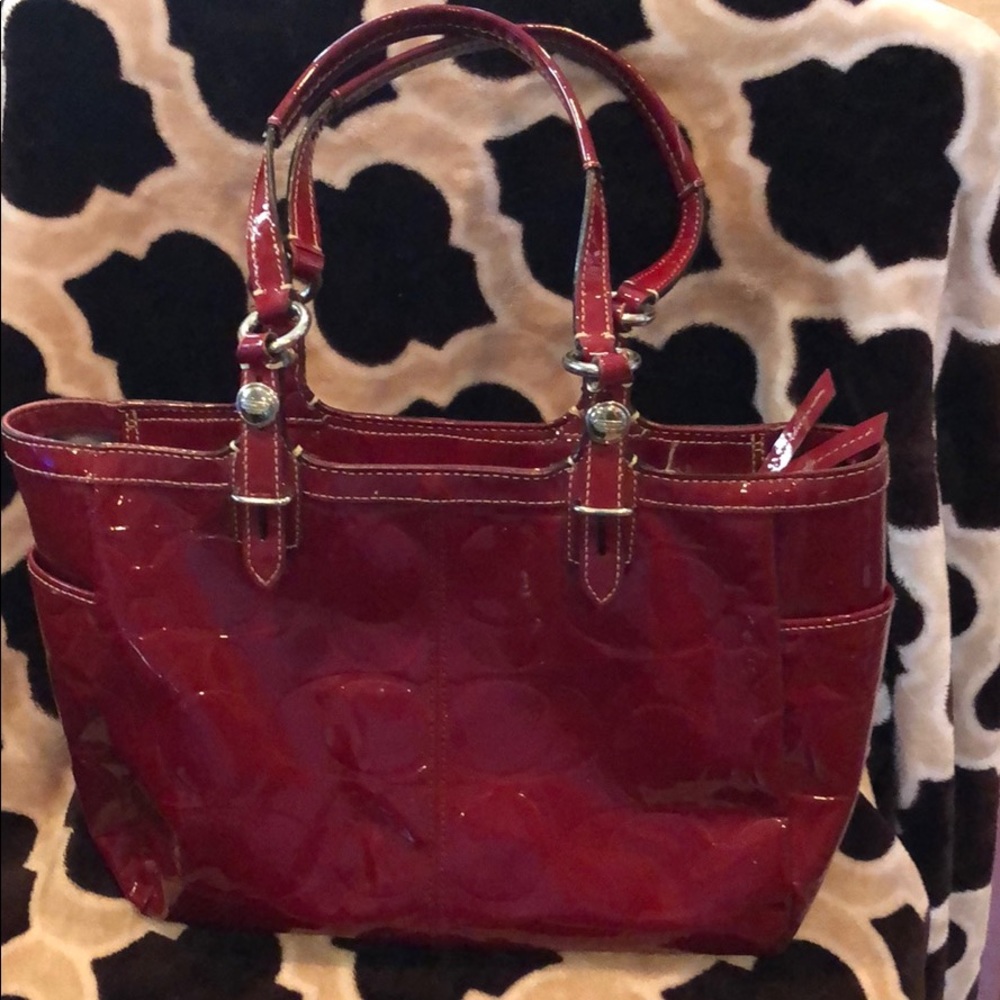 Coach red patent leather handbag